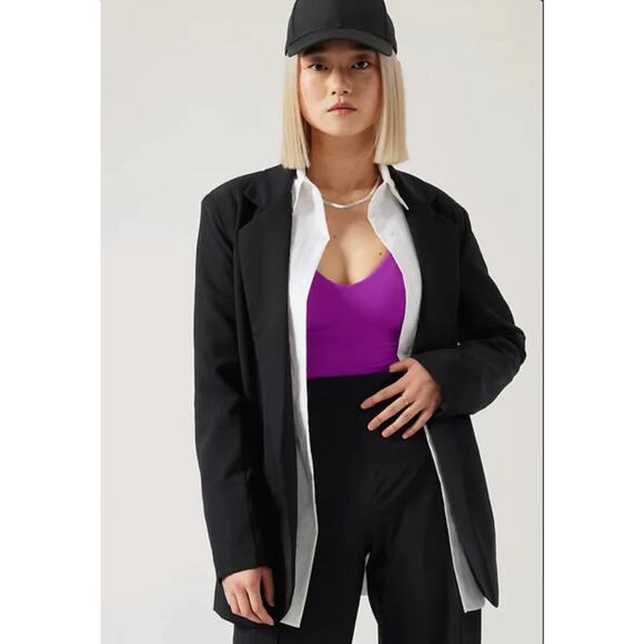 Athleta Endless Blazer Primatwill Jacket Black Size 14 Tie Waist - Picture 3 of 10